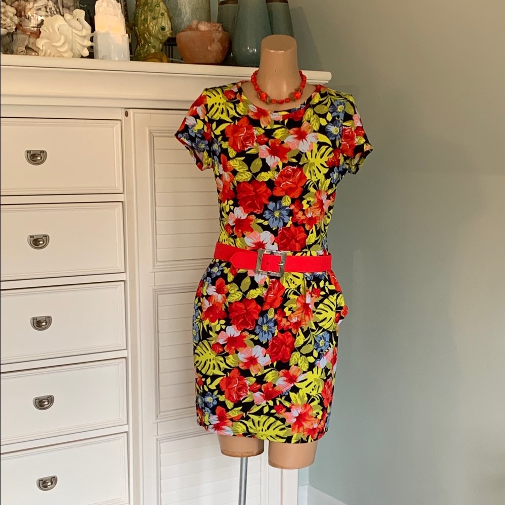 Vintage 80s/90s Tropical Floral Dress